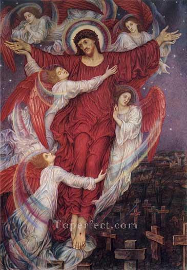 The Red Cross allegory of Flanders war graves Pre Raphaelite Evelyn De Morgan Oil Paintings